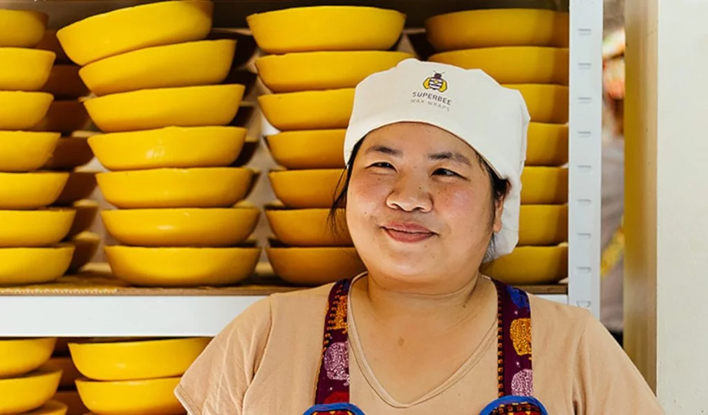 Beeswax wrap making at the SuperBee workshop in Chiang Mai