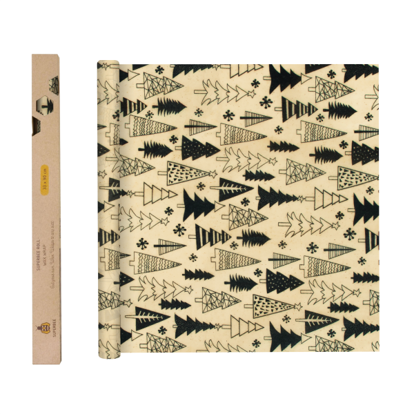 Bienenwachstuch-Rolle Christmas Black & White